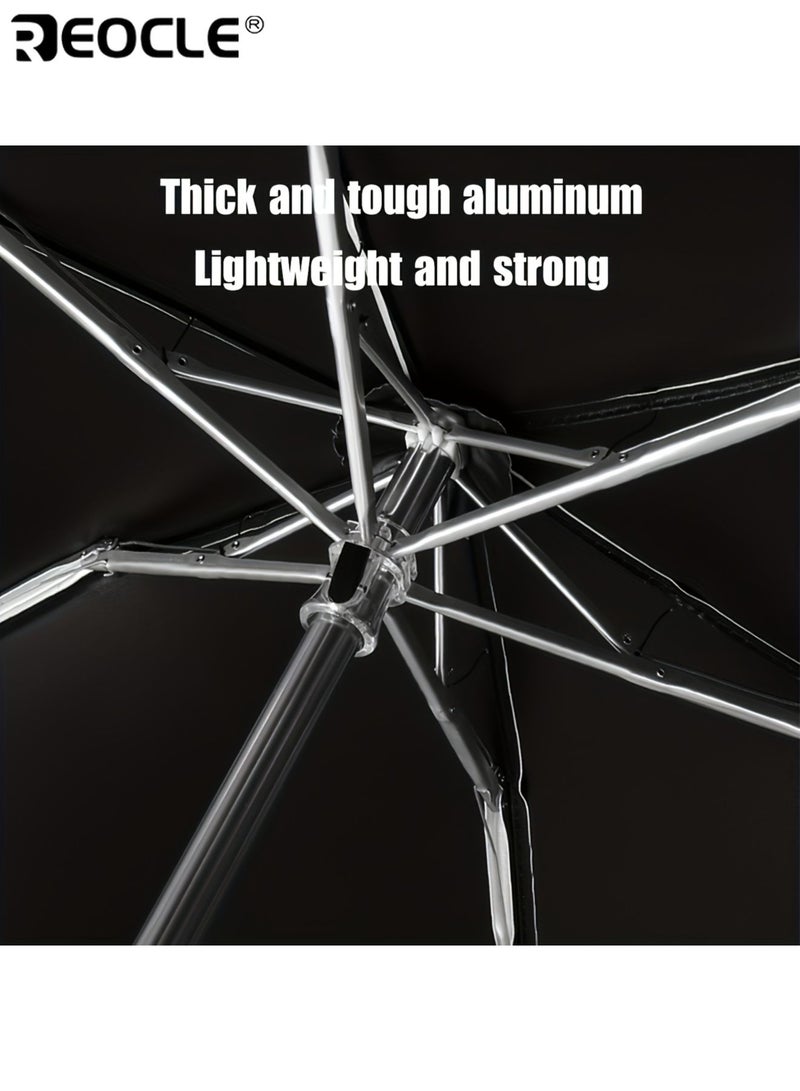 REOCLE Compact Travel 8 Ribs Umbrella Portable Mini Sun Umbrella with Anti UV Waterproof Pongee 210T Canopy Iron Ribs and Shaft Plastic Handle Manual Open Lightweight Foldable Pocket Umbrella for Men  Women - Image 4