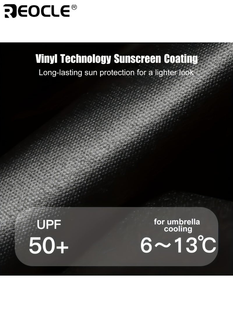 REOCLE Compact Travel 8 Ribs Umbrella Portable Mini Sun Umbrella with Anti UV Waterproof Pongee 210T Canopy Iron Ribs and Shaft Plastic Handle Manual Open Lightweight Foldable Pocket Umbrella for Men  Women - Image 3