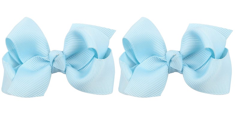 ZOONAI 3 Inch Baby Girl Hair Bows Boutique Hair Clip Teens Toddlers Hairpin Headwear - Set of 2 (Light Blue) - Image 1