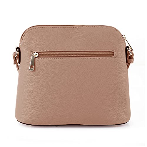 SG SUGU Lunar Lightweight Medium Dome Crossbody Bag Shoulder Bag with Double Tassels | Zipper Pocket | Adjustable Strap|Clay - Image 2