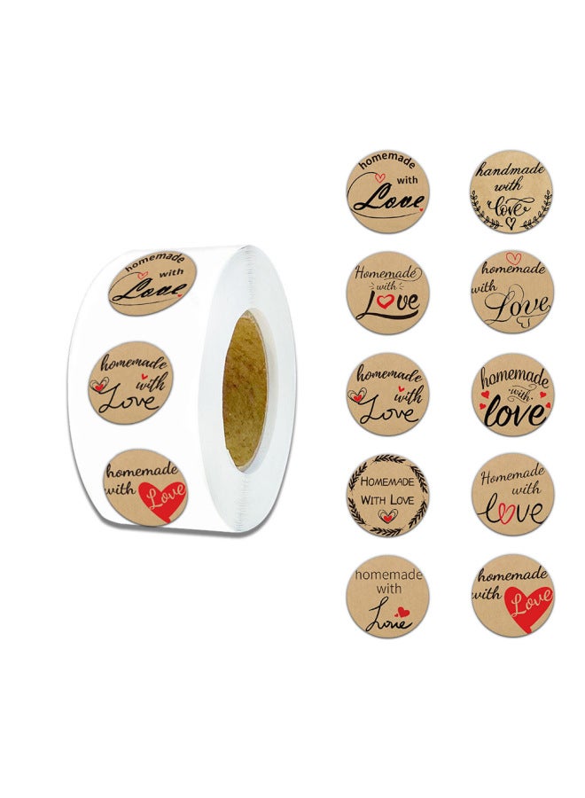 500 Stickers/roll Retro English Kraft Paper Adhesive Waterproof Stickers Gift Bag Sealing Stickers Packing Express Stickers