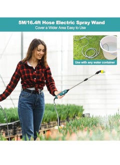 KASTWAVE Battery Powered Sprayer Wand, Garden Sprayer, New Upgraded Electric Sprayer Telescopic Wand with Battery Indicator, 16.4FT Hose, 3 Mist Nozzles, Rechargeable and Portable Spray Wand for Gardening  - Image 4