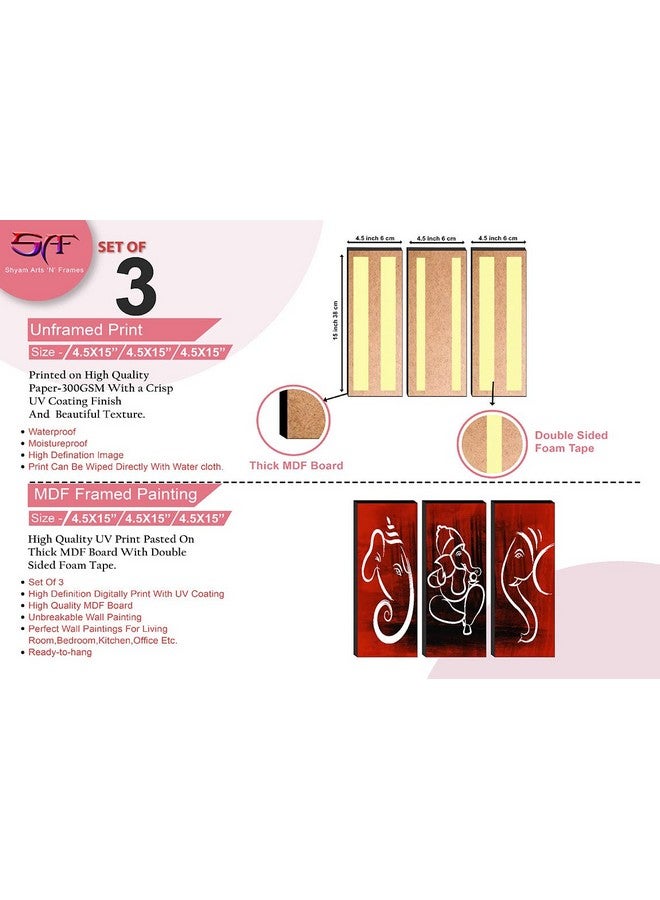 SAF Paintings Set Of 3 Ganesha Modern Art Mdf Framed Uv Textured Home Decotaive Gift Item Painting 15 Inch X 18 Inch Sanfj30582 - Image 3