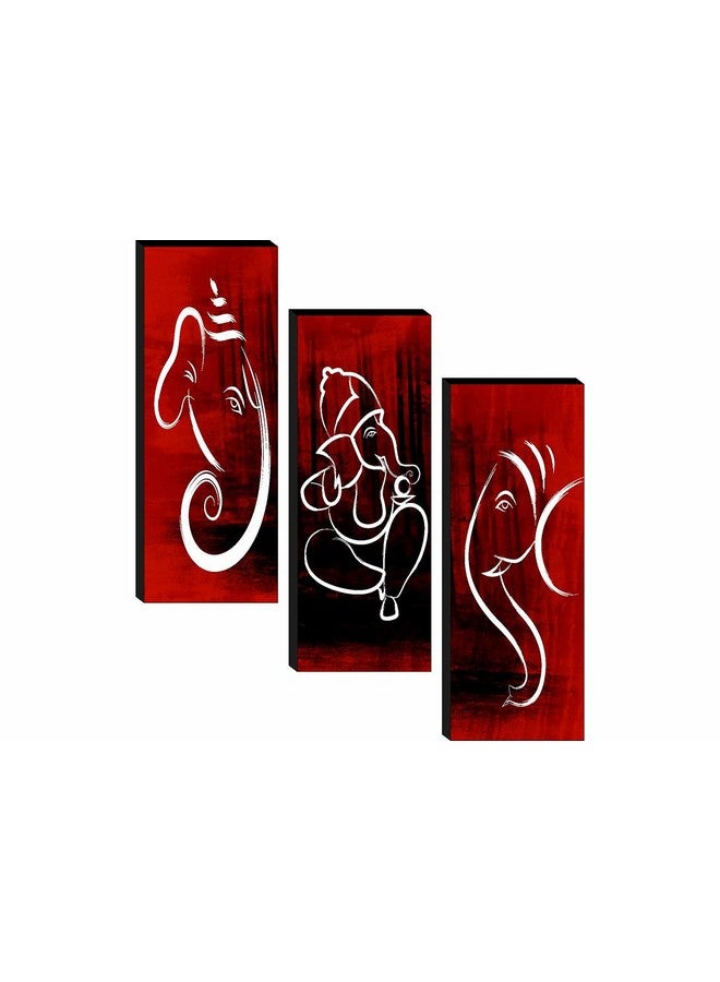 SAF Paintings Set Of 3 Ganesha Modern Art Mdf Framed Uv Textured Home Decotaive Gift Item Painting 15 Inch X 18 Inch Sanfj30582 - Image 1