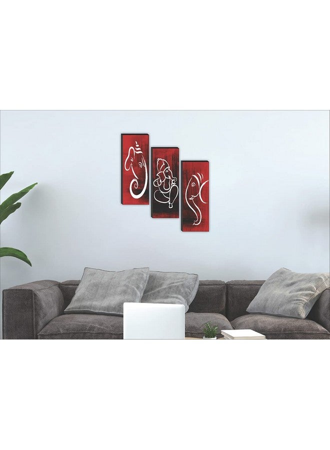 SAF Paintings Set Of 3 Ganesha Modern Art Mdf Framed Uv Textured Home Decotaive Gift Item Painting 15 Inch X 18 Inch Sanfj30582 - Image 2