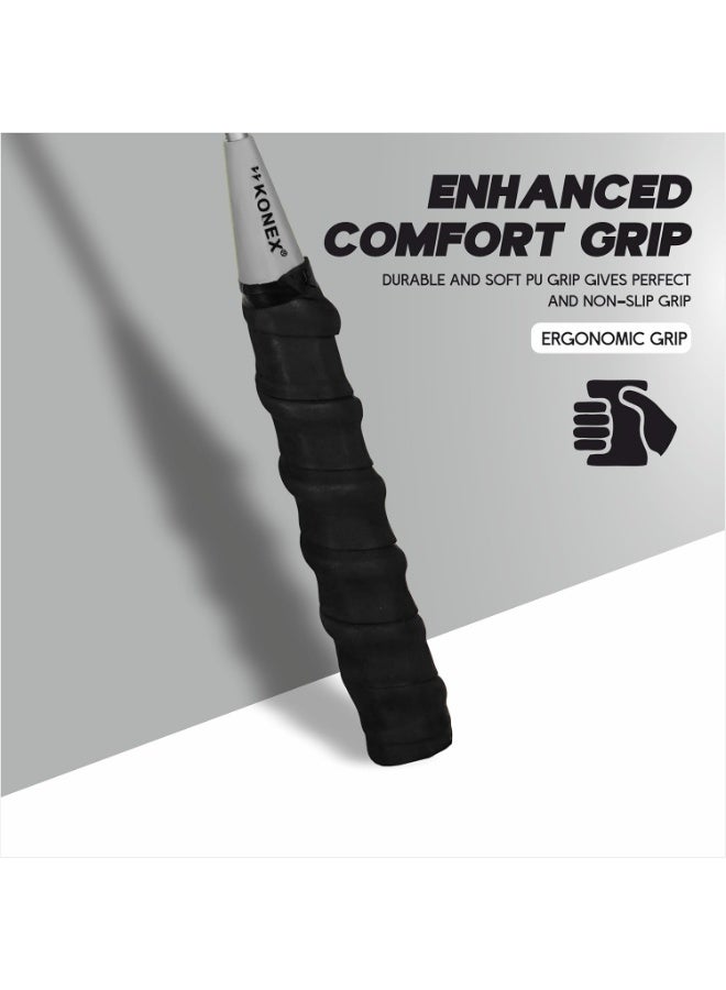 KONEX Lightweight Aluminium Composite Badminton Racquet with Free Cover | for Beginner and Intermediate Players (Black/White-Full Cover, Pack of 2) - Image 2