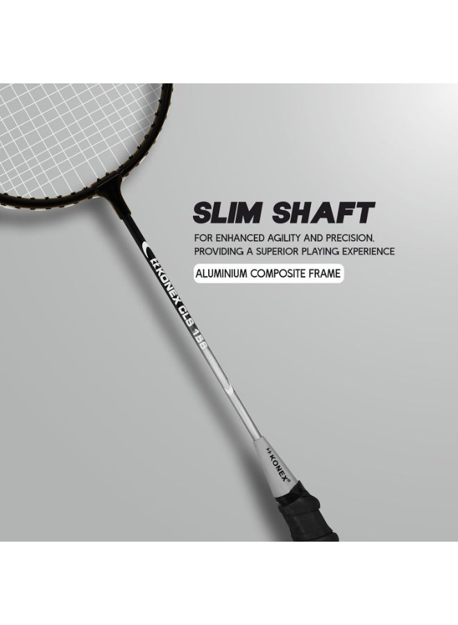 KONEX Lightweight Aluminium Composite Badminton Racquet with Free Cover | for Beginner and Intermediate Players (Black/White-Full Cover, Pack of 2) - Image 3