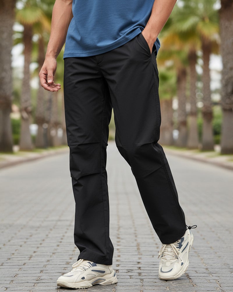 bewakoof Men's Black Baggy Oversized Parachute Pants - Image 1