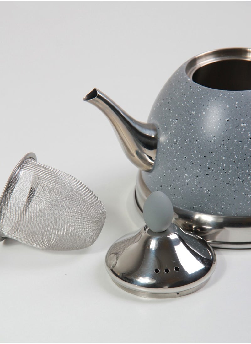 Multi-coloured jug for tea and milk, with an elegant touch.