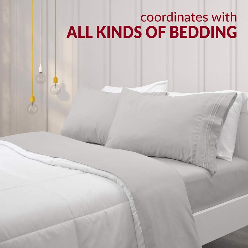 Mellanni Pillow Cases - Luxury, Extra Soft, Cooling Pillow Covers - 2 PC Iconic Collection Pillowcases - Envelope Closure (King 20" x 40", Striped Gray/Silver) - Image 5