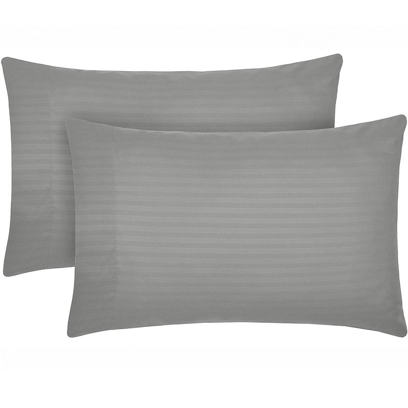 Mellanni Pillow Cases - Luxury, Extra Soft, Cooling Pillow Covers - 2 PC Iconic Collection Pillowcases - Envelope Closure (King 20" x 40", Striped Gray/Silver) - Image 1