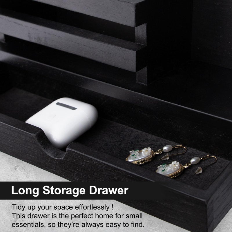 Lucundm Key Holder Wall Mount, Mail Holder with Storage Drawer and 5 Key Hooks for Coat, Dog Leash, Home Decor Rack, House Accessories, Entry Way Organizer - Image 3