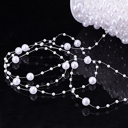 Bingcute 100 Feet Fishing Line Artificial Pearls String Beads Chain Garland Flowers Wedding Party Decoration,Party Supplies - Image 3
