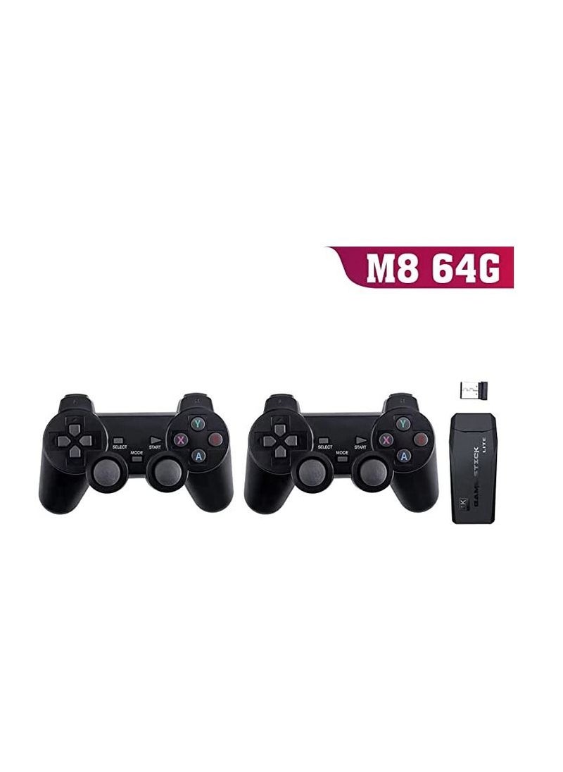 Generic - M8 Wireless Game Console 2.4G HD Arcade PS1 Home TV Mini Game Console U Bao Retro Game Console Wireless Gamepad Controller M8 64G (new package) - Image 1
