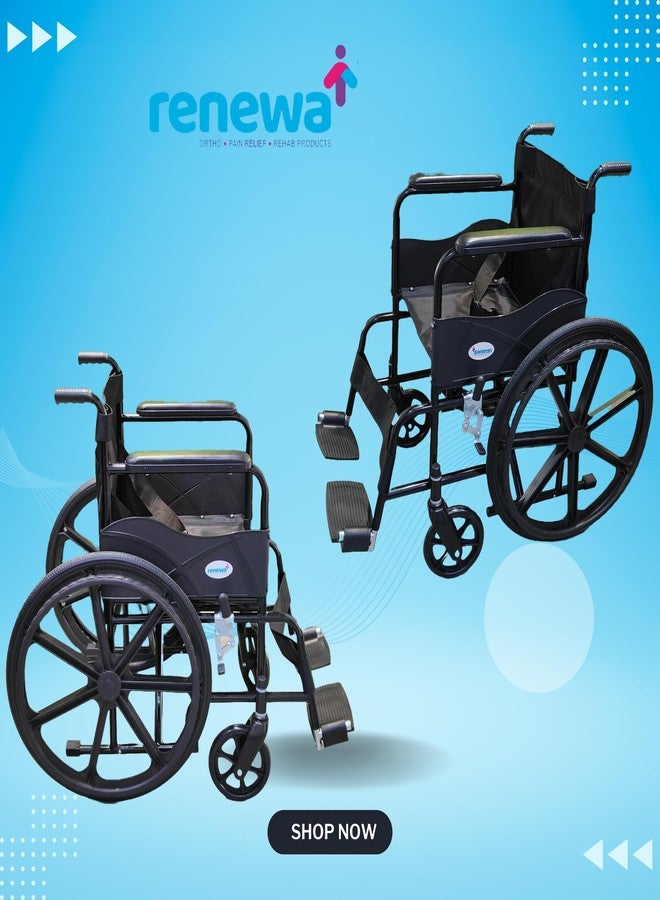 Renewa Wheelchair for Old People and Patients | wheel chair for old age person Self-Propelled Wheelchair & Attendant Use | | 24" Mag Wheels | Removable Footrests - Image 4