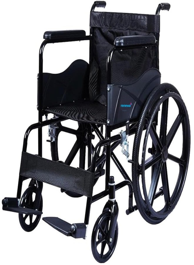 Renewa Wheelchair for Old People and Patients | wheel chair for old age person Self-Propelled Wheelchair & Attendant Use | | 24" Mag Wheels | Removable Footrests - Image 5
