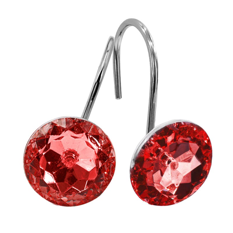 MitoVilla Red Christmas Shower Curtain Hooks Rings Holiday Shower Hooks for Burgundy Shower Curtain Liner Xmas Rust Proof Shower Rings for Curtain and Bathroom Shower Rod 12 Pack Set