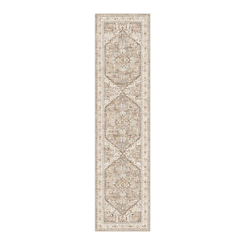 Yamaziot Washable Runner Rug, 2x8 Non-Slip Boho Vintage Hallway Rug Runner with Rubber Backing, Stain Resistant & Low Pile Faux Wool Distressed Carpet Runner for Bedroom, Kitchen, Laundry, Entrance - Image 2