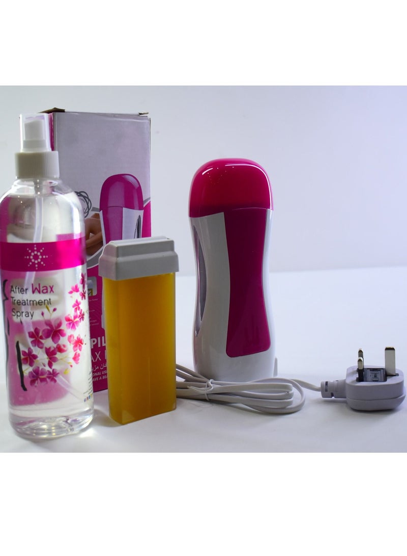 A special golden set containing Italian honey roll wax with a special electrical device in the melting process and contains a special oil after hair removal Natural extraction of roses Economic group - Image 1