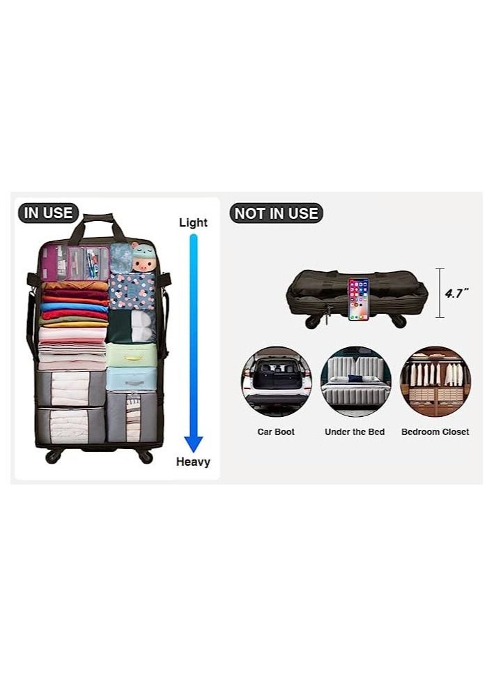 MIRFA - Expandable Extra Large Travel Oxford Duffel bag, Duffle bag, or kit bag with Wheels Waterproof Lightweight Traveling Foldable Suitcase Black Central Hardside Expandable Luggage With Spinner Wheels - Image 1