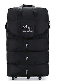 Expandable Extra Large Travel Oxford Duffel bag, Duffle bag, or kit bag with Wheels Waterproof Lightweight Traveling Foldable Suitcase Black Central Hardside Expandable Luggage With Spinner Wheels