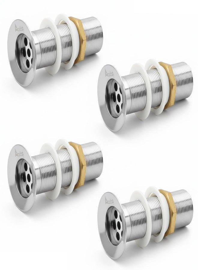 Acetap 32mm Brass Waste Coupling for Wash Basin | 6-Inch Full Thread Heavy-Duty Drain Outlet | Chrome Finish | Suitable for All Standard Wash Basins | Pack Of 4 - Image 1
