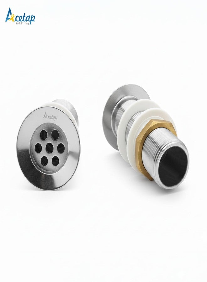Acetap 32mm Brass Waste Coupling for Wash Basin | 6-Inch Full Thread Heavy-Duty Drain Outlet | Chrome Finish | Suitable for All Standard Wash Basins | Pack Of 4 - Image 3
