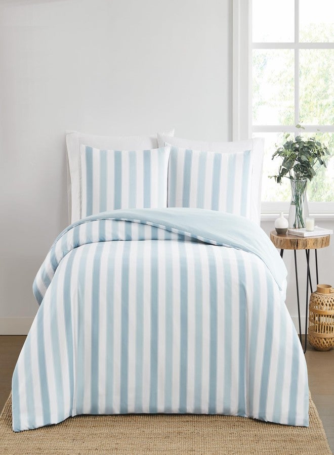 TRULY SOFT Aiden Stripe Duvet Set Blue Polyester 3-Piece Full/Queen Duvet Set, Stripe Themed, for Men and Women, Oeko-TEX Certified Confidence - Image 1