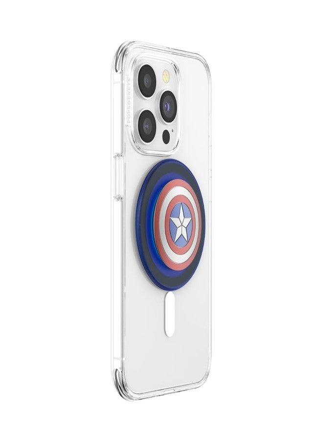 PopSockets Phone Grip for MagSafe with Kickstand, Magnetic Stand, Swappable Top, Secure Hold for iPhone MagSafe Cases, Phone & Tablet Grip, Marvel - Enamel Captain America - Image 2