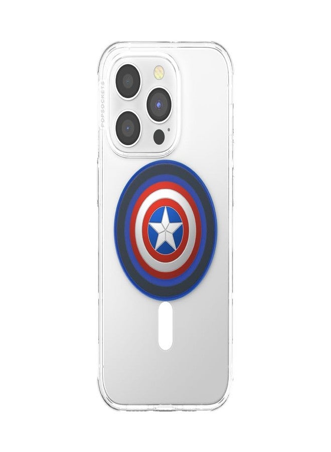 PopSockets Phone Grip for MagSafe with Kickstand, Magnetic Stand, Swappable Top, Secure Hold for iPhone MagSafe Cases, Phone & Tablet Grip, Marvel - Enamel Captain America - Image 3