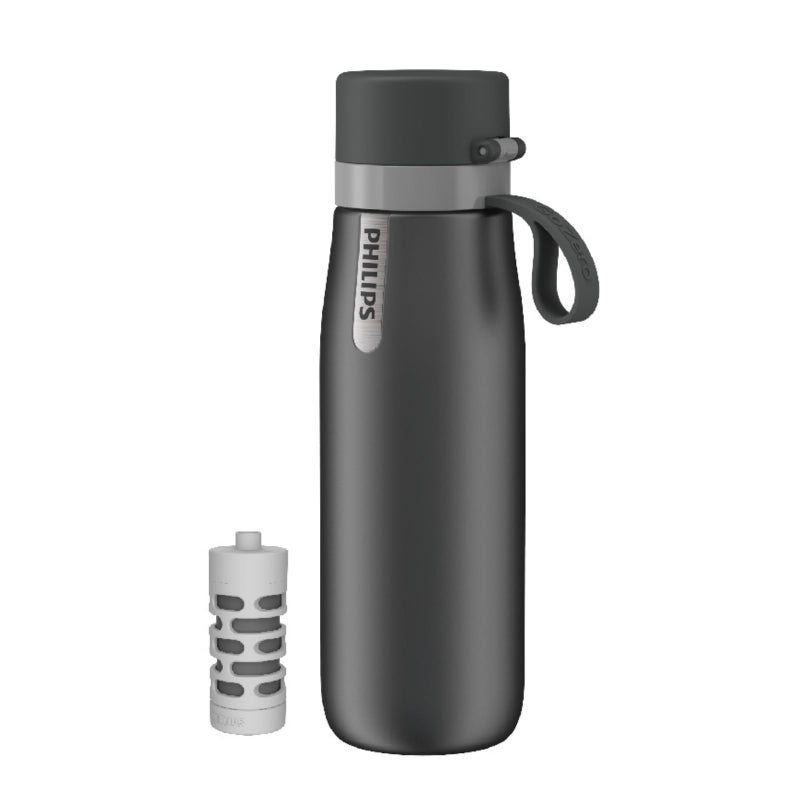 PHILIPS Water Bottle with Filter, Filter Water Bottle Stainless Steel with GoZero Everyday BPA-Free Tap Water Filter, Water Filter Bottle Keep Drink Cold 24 Hours, 1 Filter for 40 gal / 2 Months - Image 1