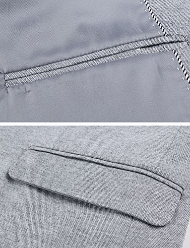 DAVID.ANN Men's Casual Fit One Button Center Vent Blazer Jacket,Grey #3625,Large - Image 5