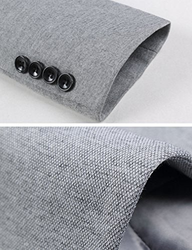 DAVID.ANN Men's Casual Fit One Button Center Vent Blazer Jacket,Grey #3625,Large - Image 4