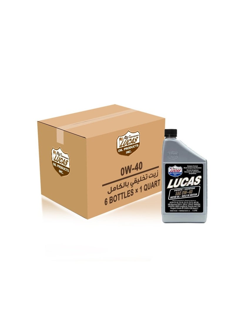 LUCAS - Lucas 0W40 Fully Synthetic Engine Oil 6 Quart Carton - Image 1