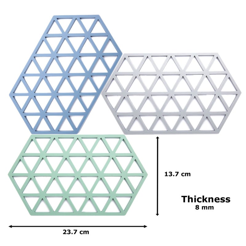 WE-CEF Silicone Trivet Mats, Multi-Use Carved Trivet Mat, Insulated Non-Slip Durable Kitchen Mats, Flexible Modern Kitchen Table Mat, for Hot Dishes, Pots, Dining Countertop Set of 3 - Image 2