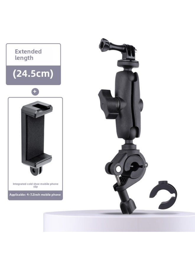 Electric Car Mobile Phone Sports Camera Handlebar Bracket Motorcycle Riding Navigation Bracket Universal Clip Selfie Live Clip-Color:Extended + Integrated Cold Boots Clip - Image 1