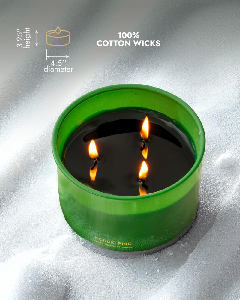 96NORTH Luxury Pine Soy Candle | Large 3 Wick Jar Candle | Up to 40 Hours Burning Time | 100% Natural Soy Wax | Relaxing Aromatherapy Aesthetic Candle - Image 5