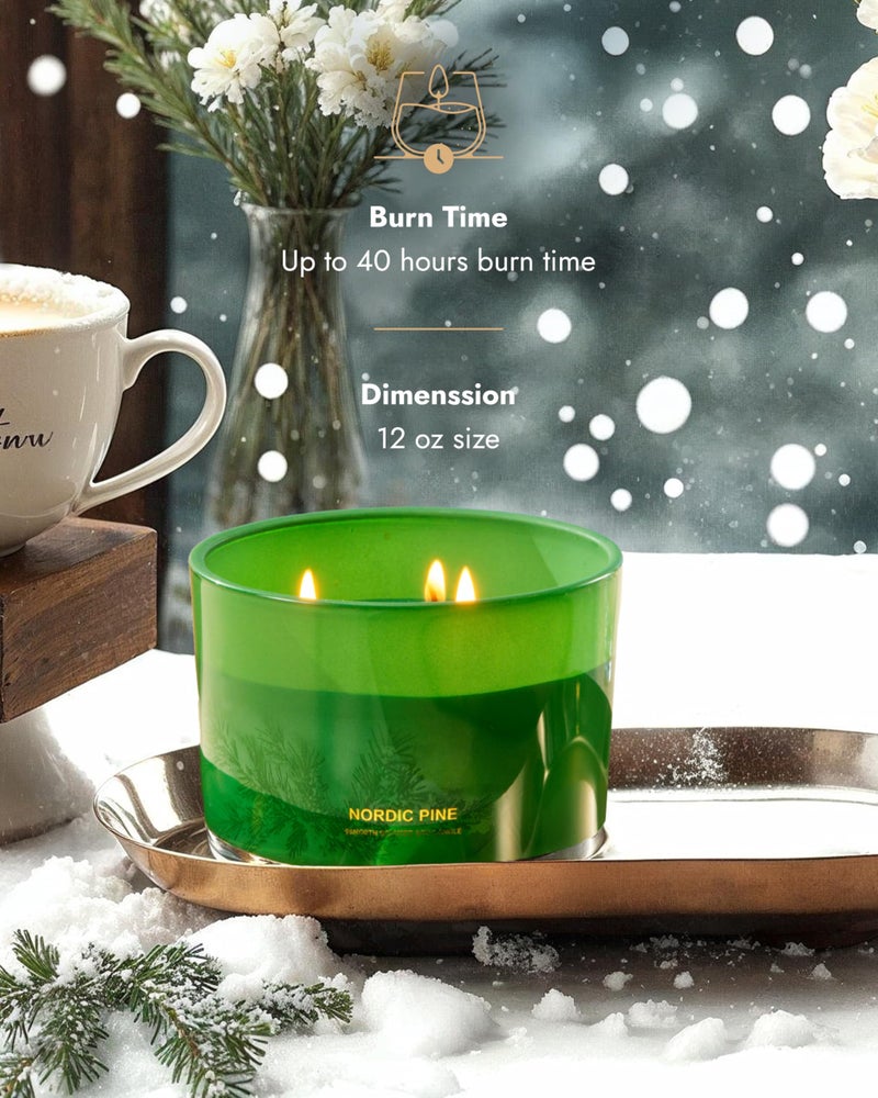 96NORTH Luxury Pine Soy Candle | Large 3 Wick Jar Candle | Up to 40 Hours Burning Time | 100% Natural Soy Wax | Relaxing Aromatherapy Aesthetic Candle - Image 3