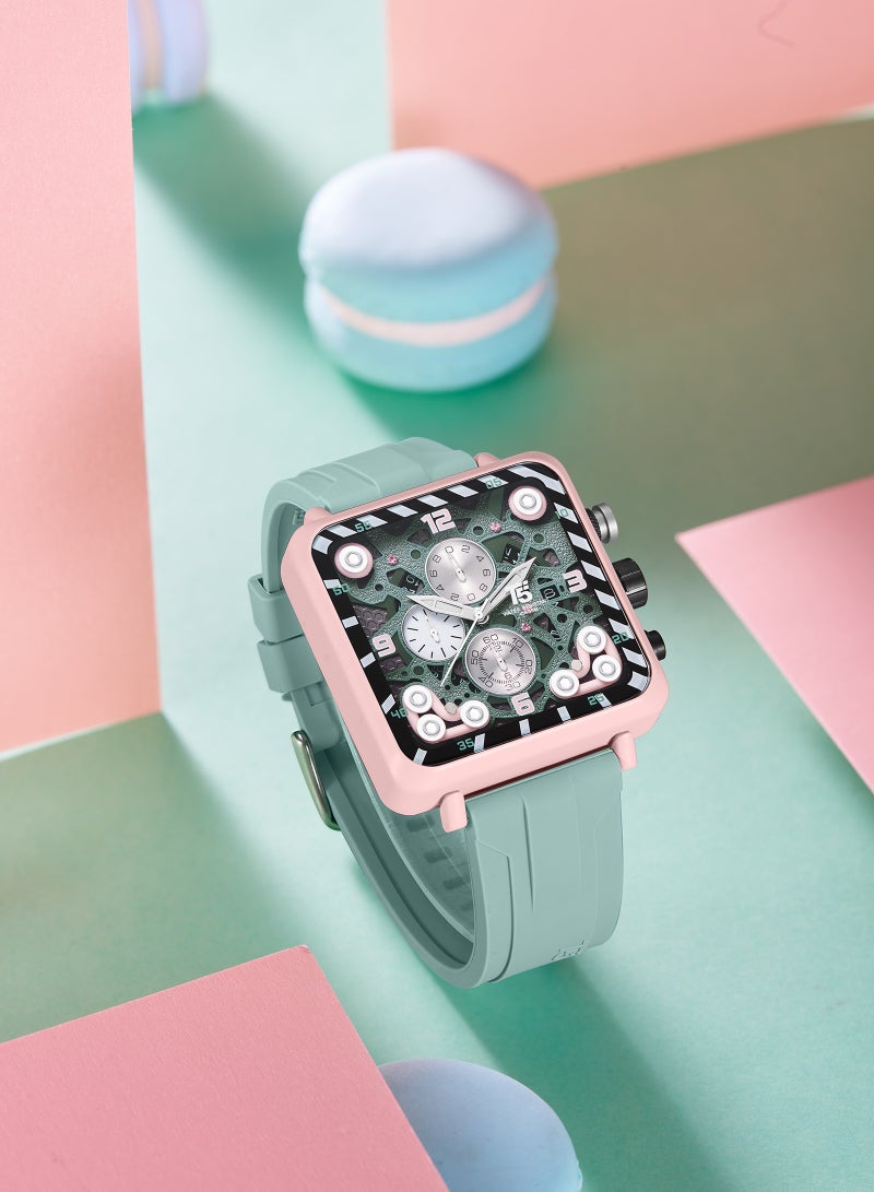 T5 Men's Chronograph Square Dial Silicone Strap Watch - Image 2