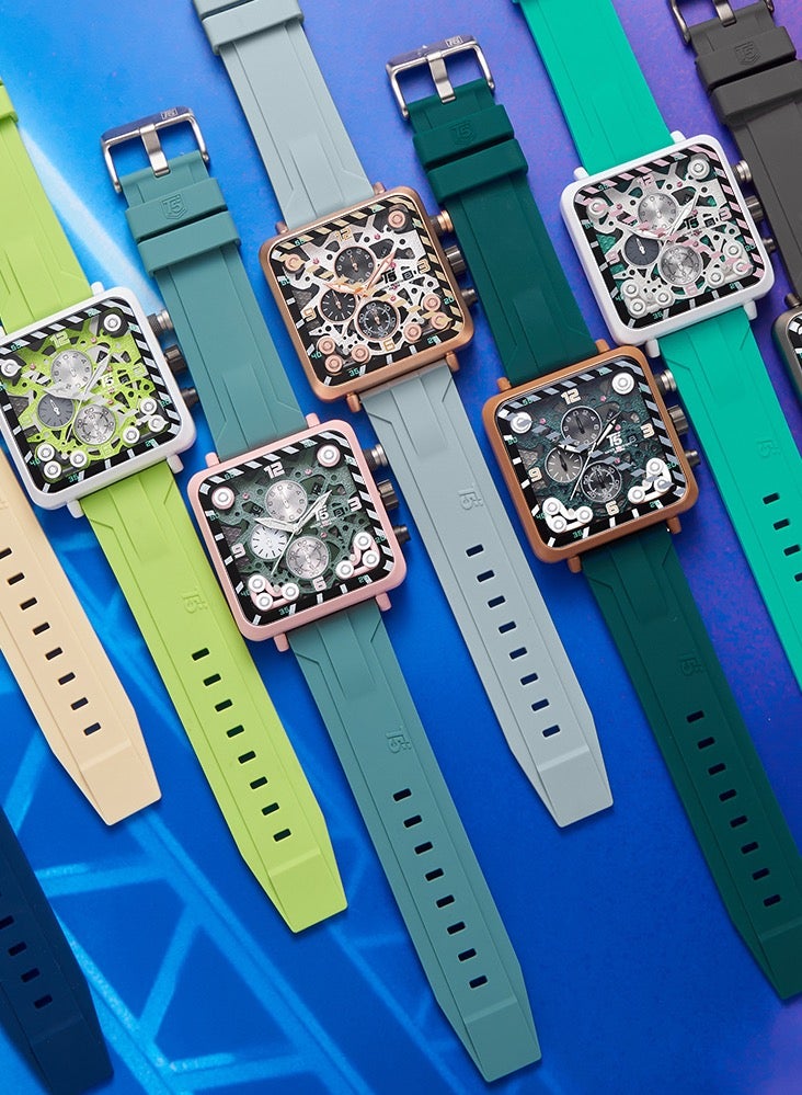 T5 Men's Chronograph Square Dial Silicone Strap Watch - Image 3