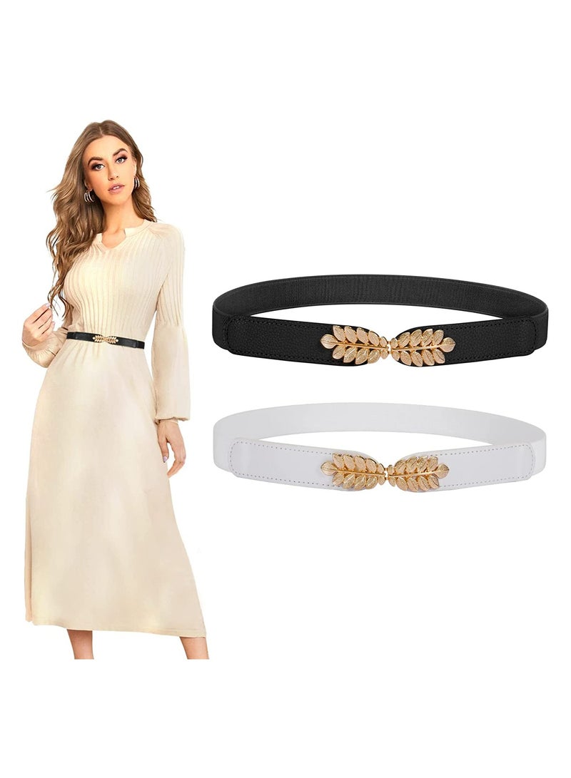 Women's 2-Pack Stretch Retro Skinny Belts, Versatile Thin Waist Belts for Dresses, Jeans, and Shorts, Perfect for Wedding and Casual Outfits - Image 1