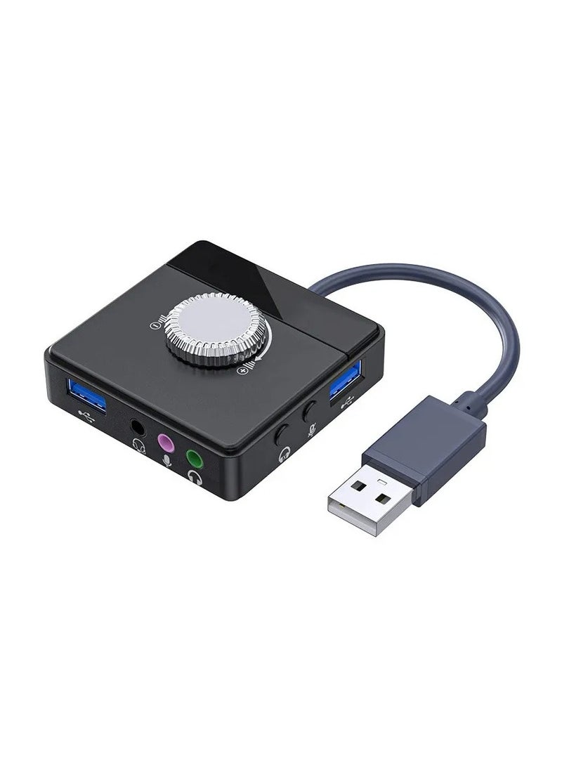 فيرسي بطاقة صوت خارجية USB 3 منافذ إلى مقبس 3.5 ملم مع إمكانية تعديل مستوى الصوت بدون سائق وبطاقة صوت ستيريو خارجية الوصف  - Image 1