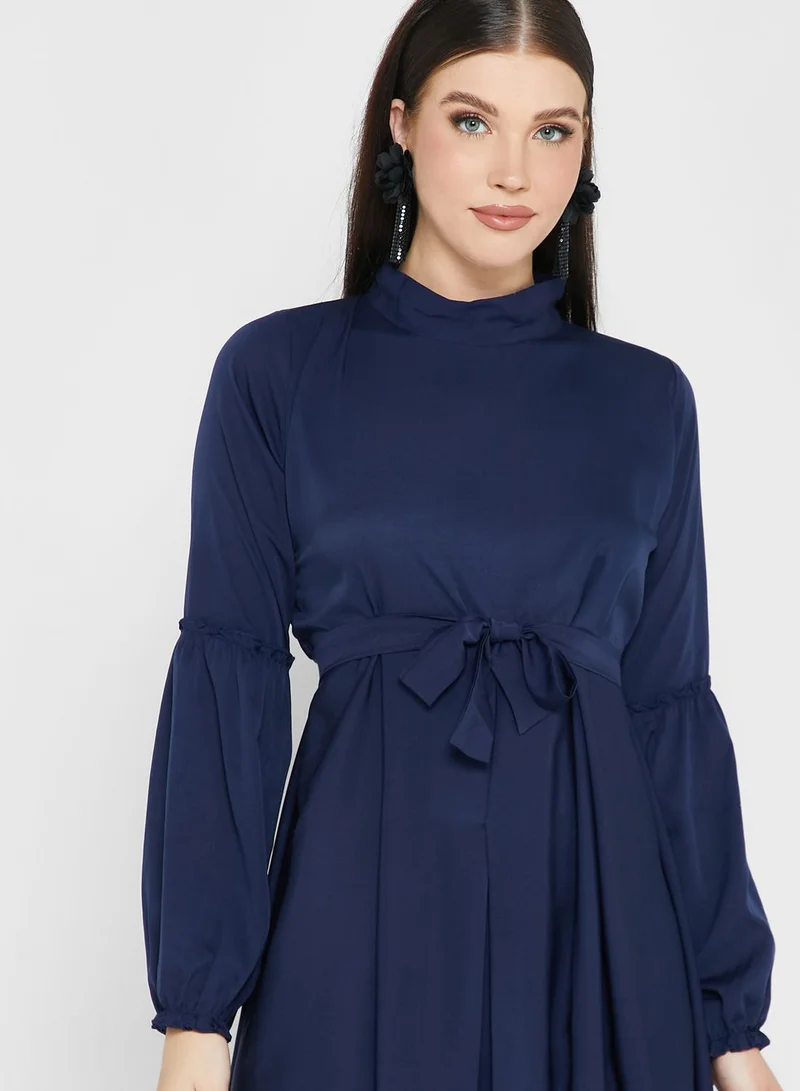 hayas closet Balloon Sleeve Tiered Dress
