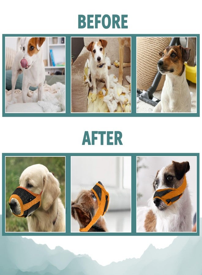 ولهيف كمامة WLLHYF المصنوعة من النايلون الناعم - كمامة من قماش شبكي يسمح بالتهوية للكلاب الصغيرة (برتقالي) - Image 5