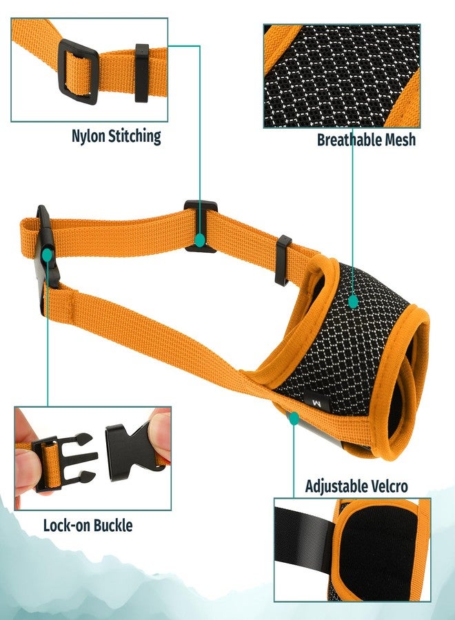 ولهيف كمامة WLLHYF المصنوعة من النايلون الناعم - كمامة من قماش شبكي يسمح بالتهوية للكلاب الصغيرة (برتقالي) - Image 2