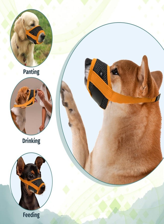 ولهيف كمامة WLLHYF المصنوعة من النايلون الناعم - كمامة من قماش شبكي يسمح بالتهوية للكلاب الصغيرة (برتقالي) - Image 4