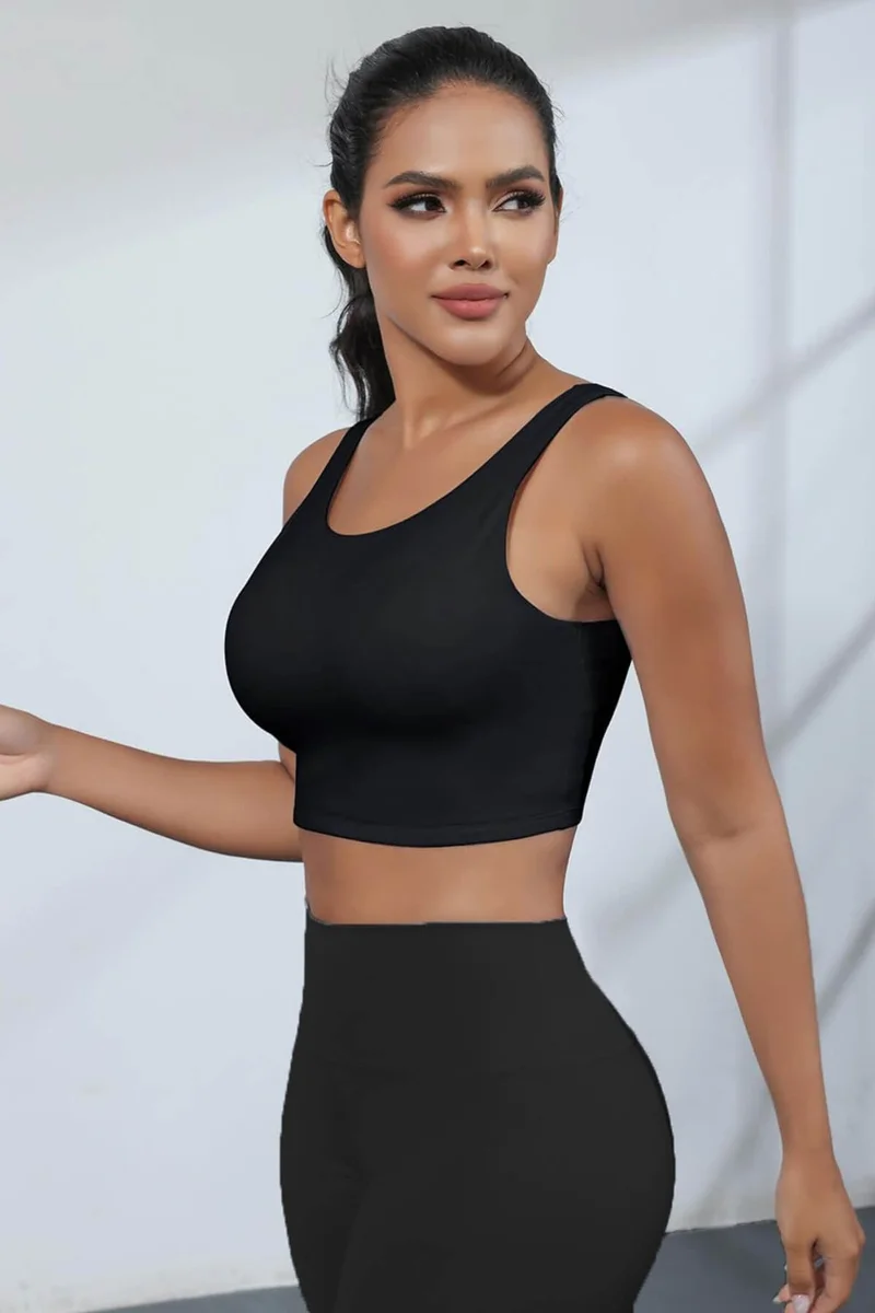 هيبسين راكيب Rival to All, Flexible Ribbed Sports Tights and Wide Strap Padded Bustier Set - Women's High Waist Combination