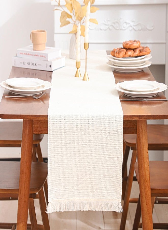 Tosleo Beige Table Runner 12×120 Inches Long with Fringe Boho Table Runners Farmhouse Rustic Table Runner Kitchen Table Decoration for Dining Wedding Party Spring Summer Decor - Image 5