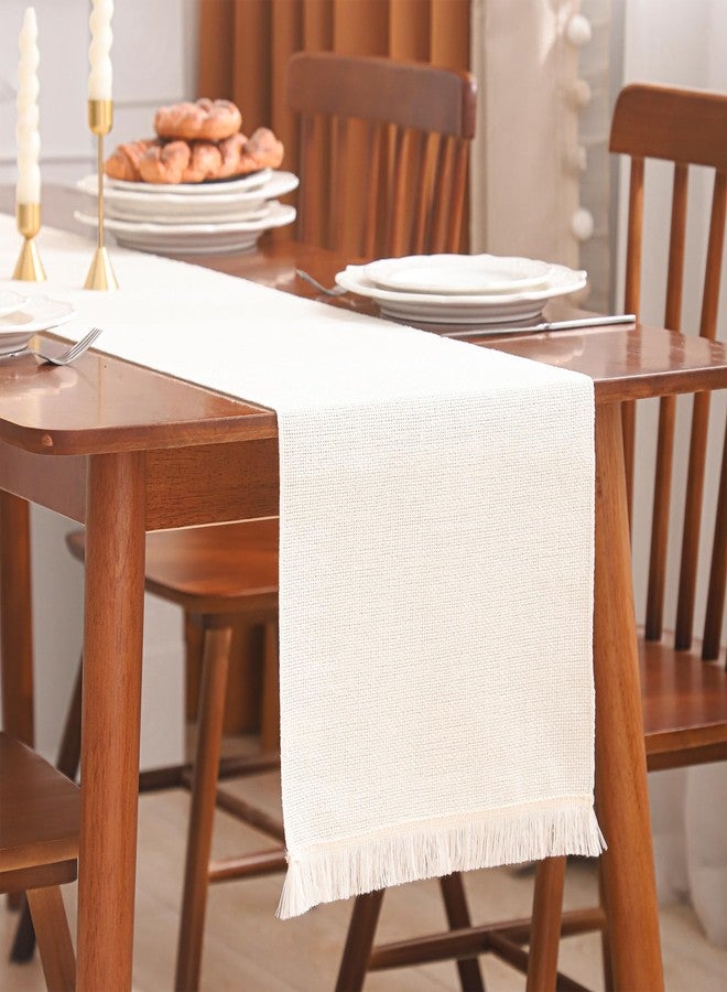 Tosleo Beige Table Runner 12×120 Inches Long with Fringe Boho Table Runners Farmhouse Rustic Table Runner Kitchen Table Decoration for Dining Wedding Party Spring Summer Decor - Image 4