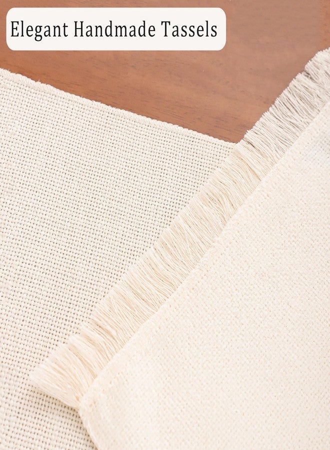 Tosleo Beige Table Runner 12×120 Inches Long with Fringe Boho Table Runners Farmhouse Rustic Table Runner Kitchen Table Decoration for Dining Wedding Party Spring Summer Decor - Image 3